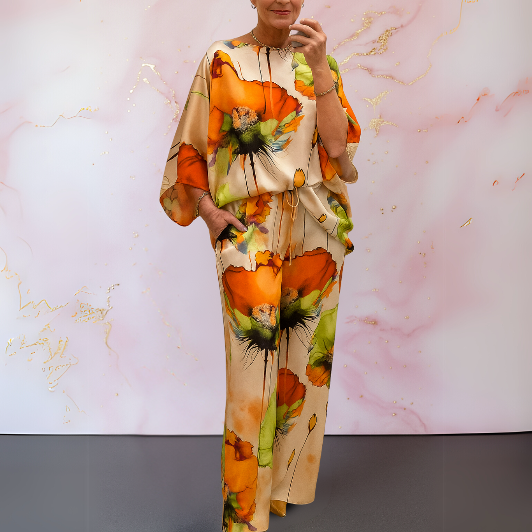 Ximena | Conjunto Artístico de Satén de Dos Piezas