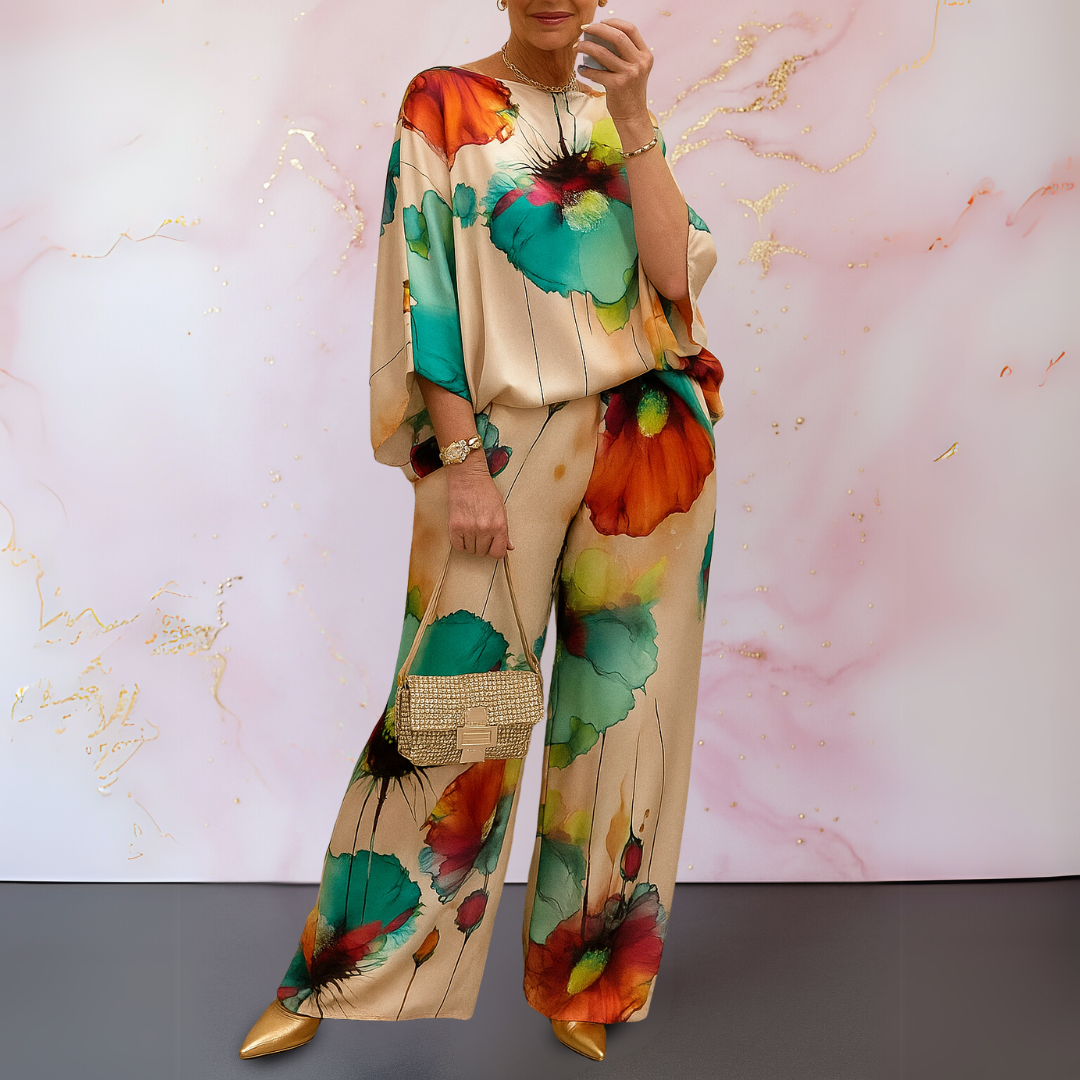 Ximena | Conjunto Artístico de Satén de Dos Piezas