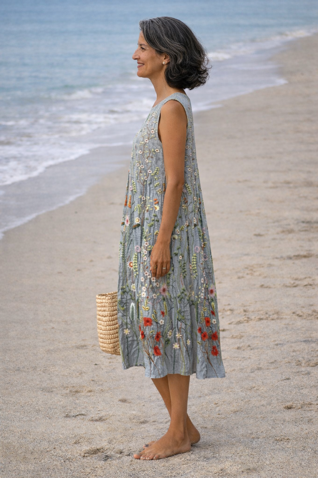 Cara | Vestido midi con flores silvestres