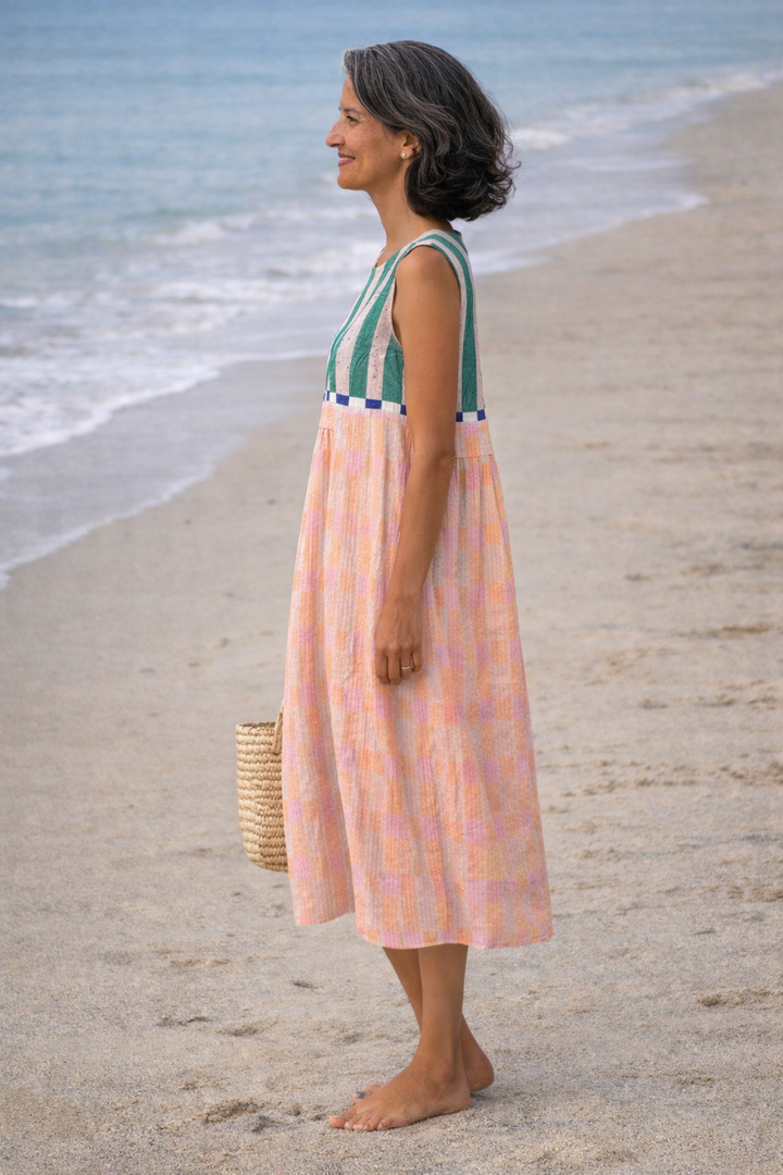 Lilia | Vestido midi de rayas pastel