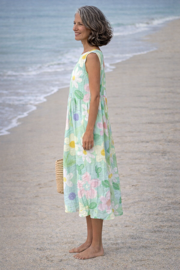 Irene | Vestido midi con flores pastel