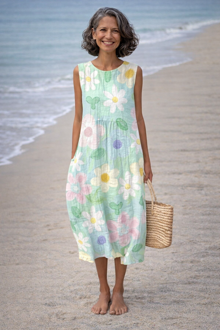 Irene | Vestido midi con flores pastel