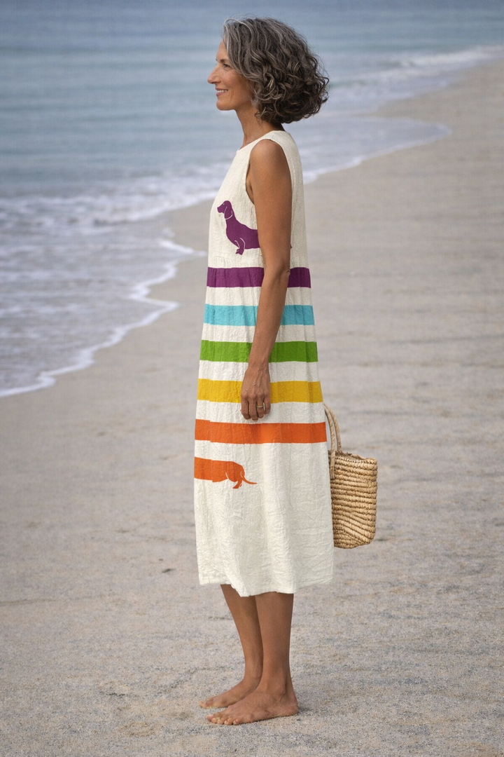 Andrea | Vestido midi con estampado de dachshund