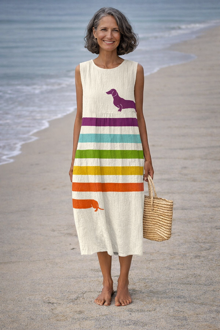 Andrea | Vestido midi con estampado de dachshund