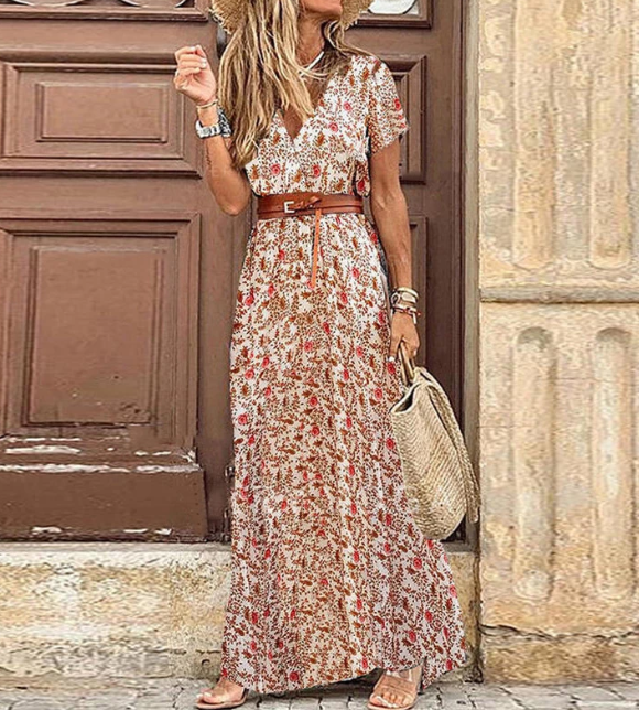 Luna | Vestido Maxi Boho con Escote en V