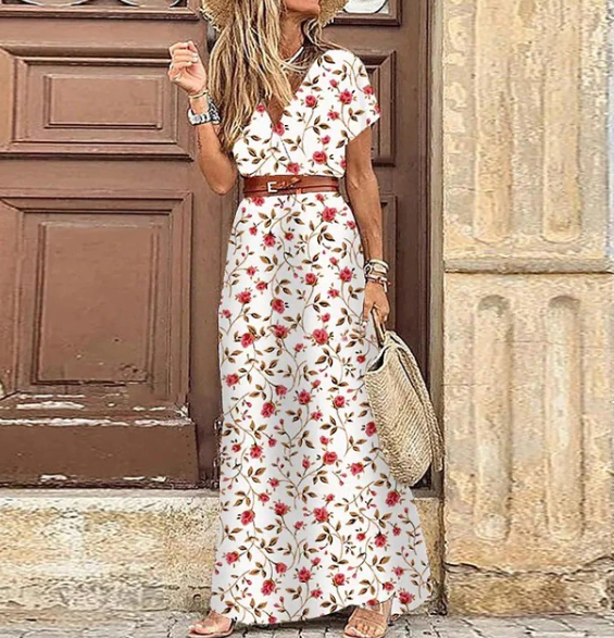 Luna | Vestido Maxi Boho con Escote en V