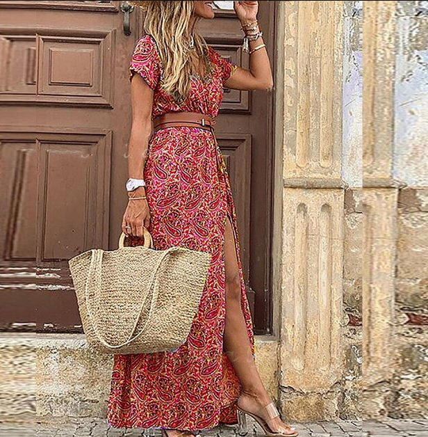 Luna | Vestido Maxi Boho con Escote en V