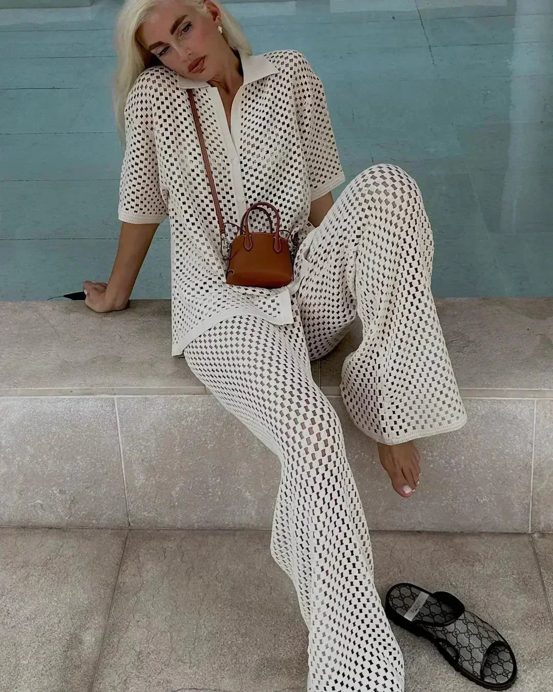 Caelya | Conjunto de Dos Piezas de Croché a Rayas