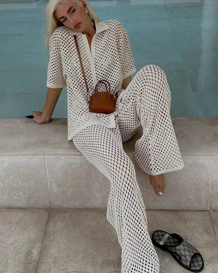 Caelya | Conjunto de Dos Piezas de Croché a Rayas